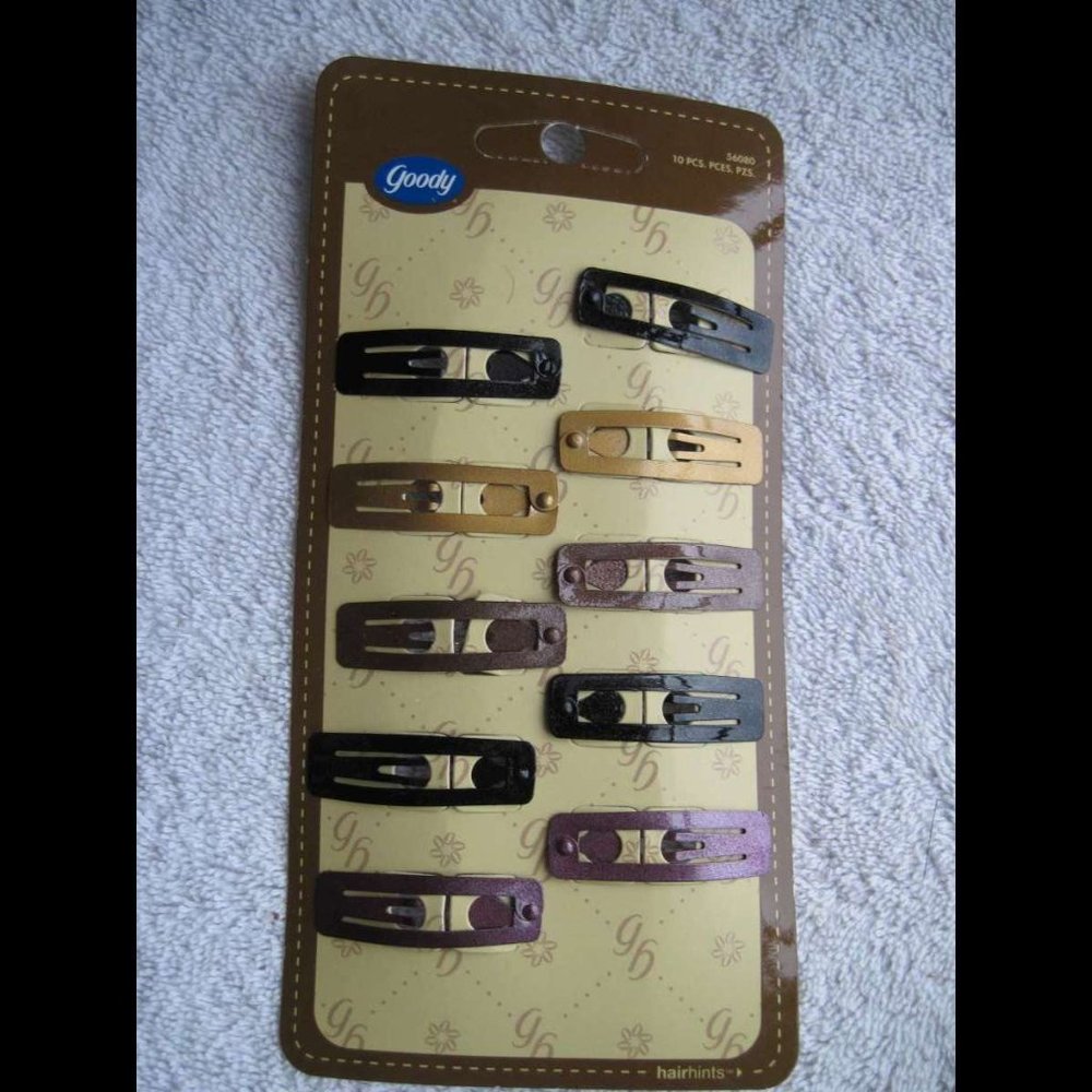 10 Goody Rectangle Shiny Painted Colors Black Metal Hair Contour Snap Clips 2006
